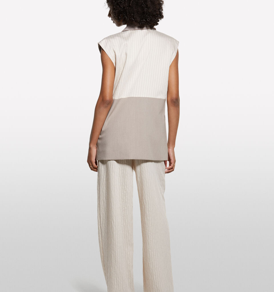 Pantaloni bianco panna rigati - pantaloni palazzo da donna - Bianco Panna | Sisley image number 2